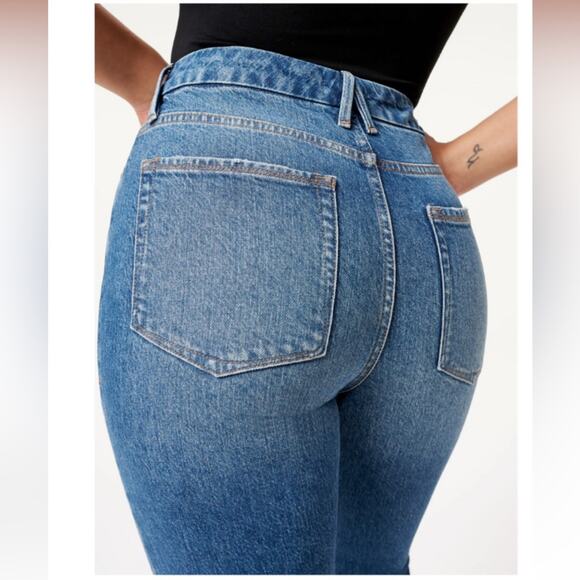 GOOD AMERICAN Good Classic Raw Hem Jeans Straight High Rise Blue940 Size 29 NEW - Picture 9 of 15